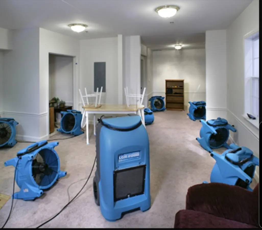 Air movers and dehumidifier setup for Water Damage Restoration in Upper Allen