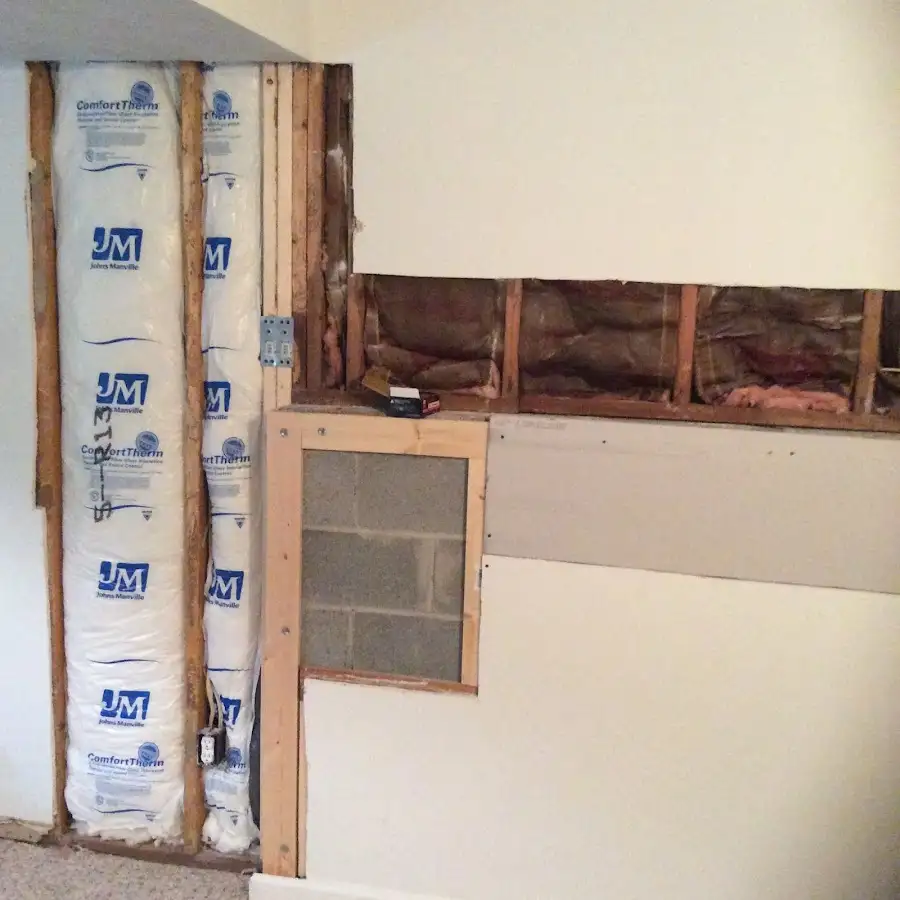Wall insulation replacement during Basement Flood Cleanup in Upper Allen